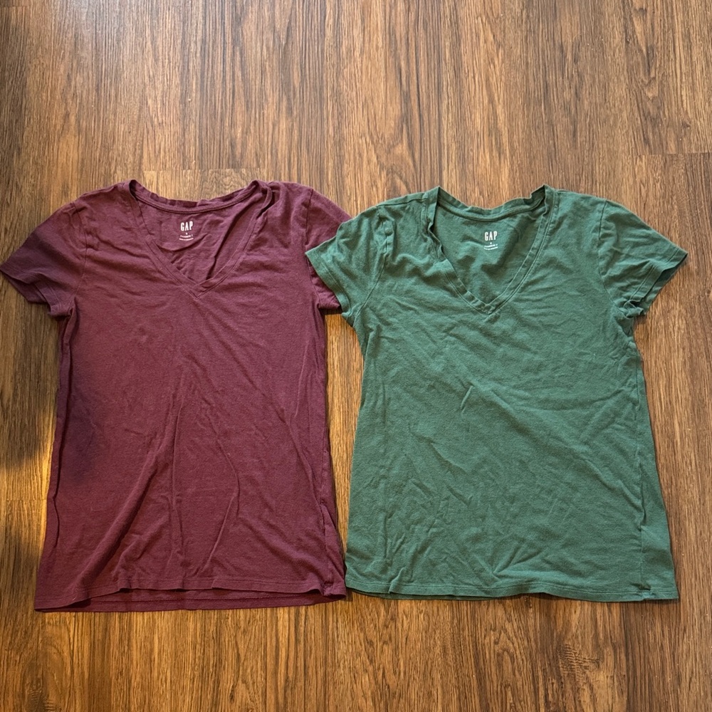 GAP Women's Short Sleeve Tees - Burgundy and Green